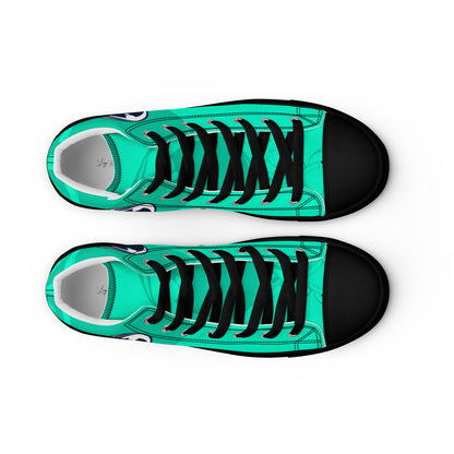 Unisex high top canvas shoes- Green Astronaut