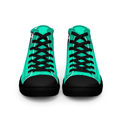 Unisex high top canvas shoes- Green Astronaut