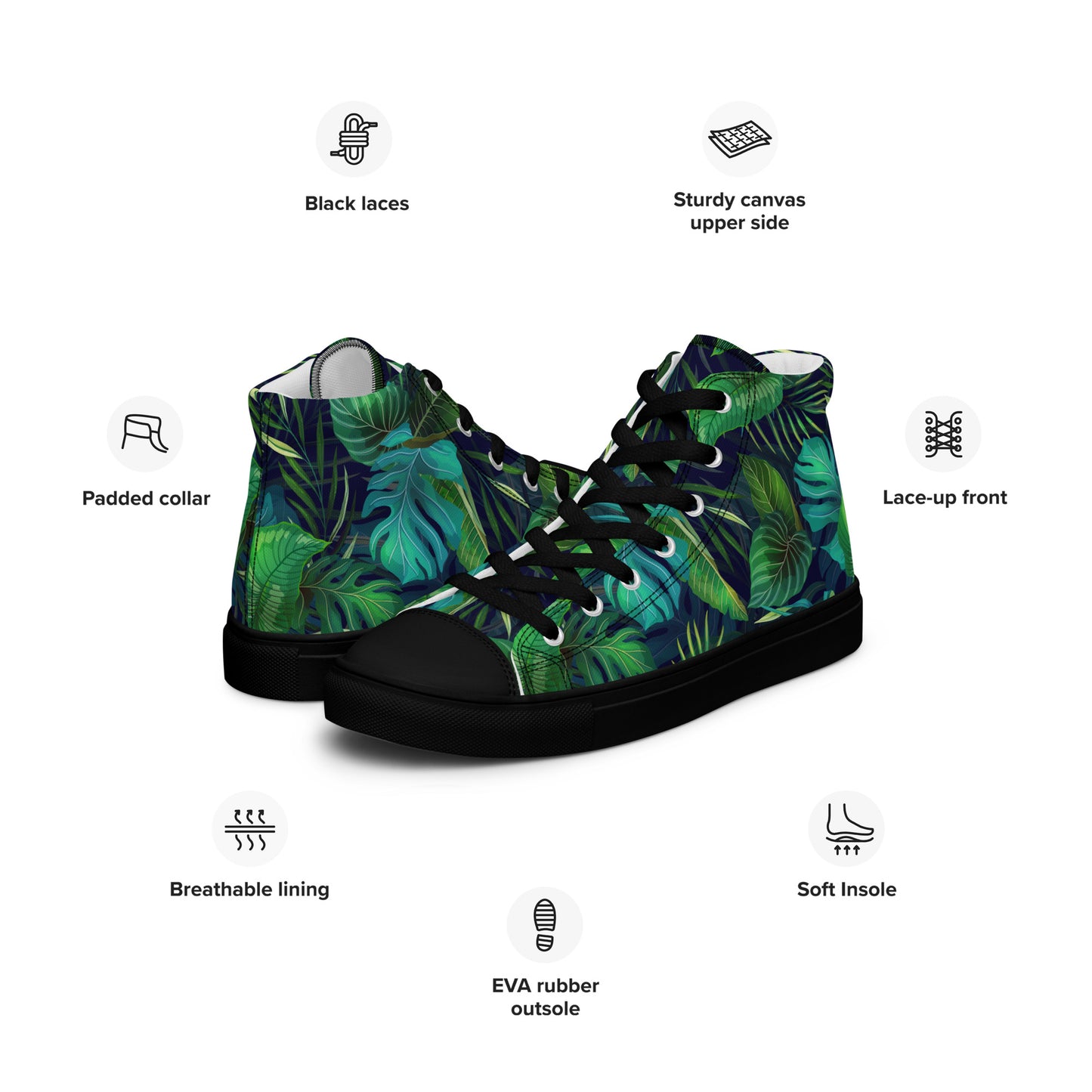 Unisex high top canvas shoes - Tropical