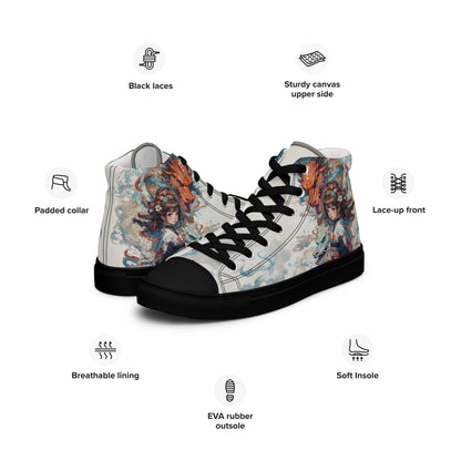 Unisex high top canvas shoes - Two Dragons