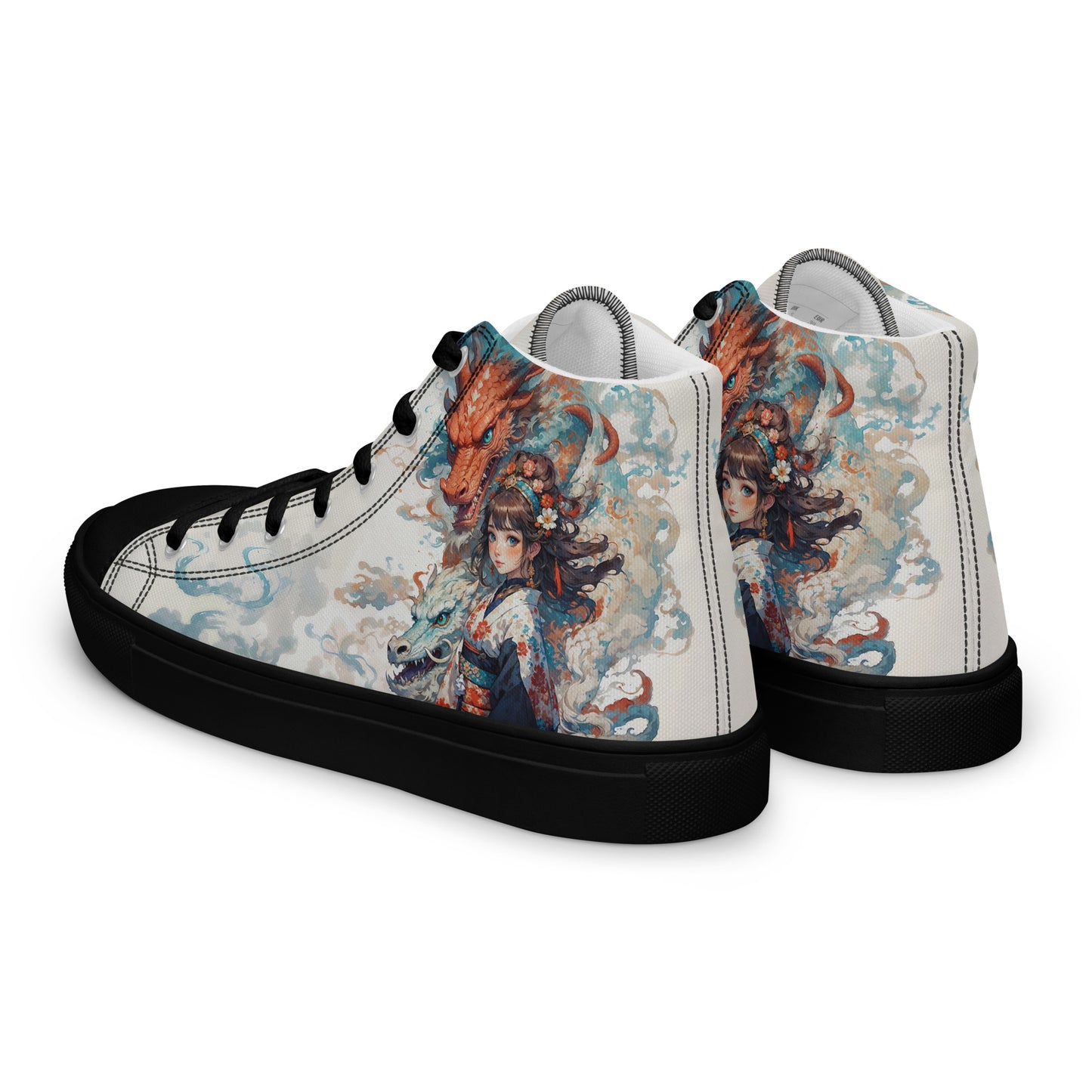 Unisex high top canvas shoes - Two Dragons