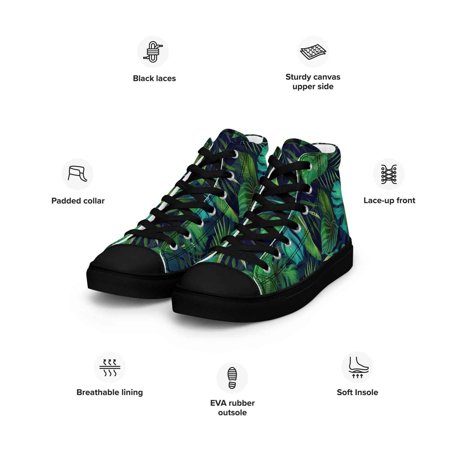 Unisex high top canvas shoes - Tropical