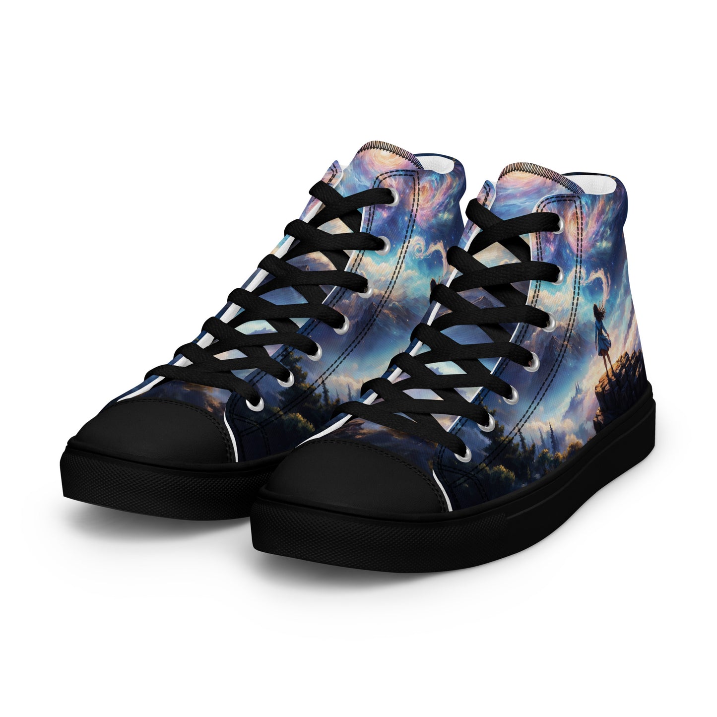 Unisex high top canvas shoes - A Starry Night Adventure