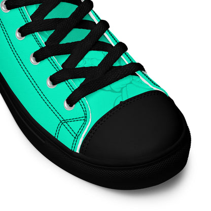 Unisex high top canvas shoes- Green Astronaut