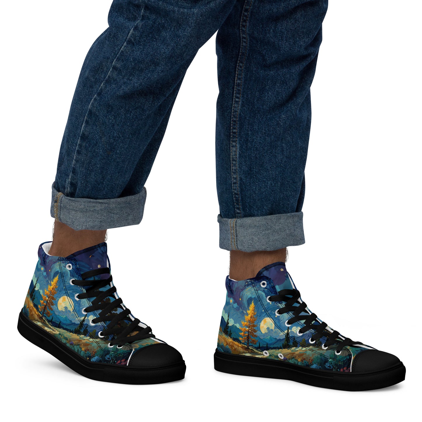 Unisex high top canvas shoes - Lanscape painting