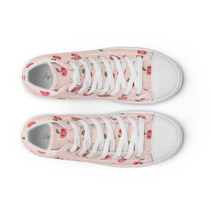 Pink Cherry Pop High Top Canvas Shoes