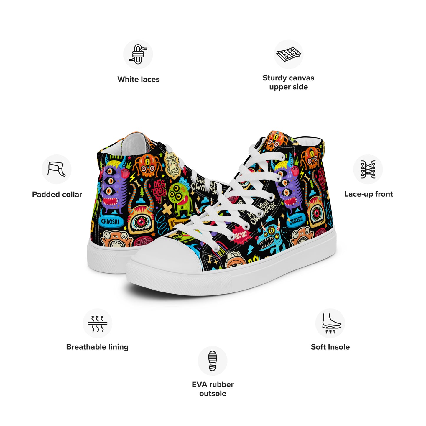 Unisex high top canvas shoes - Little monsters