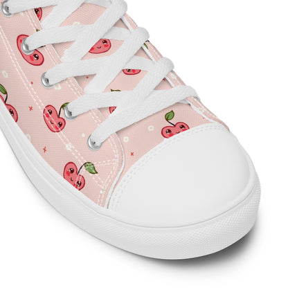 Pink Cherry Pop High Top Canvas Shoes