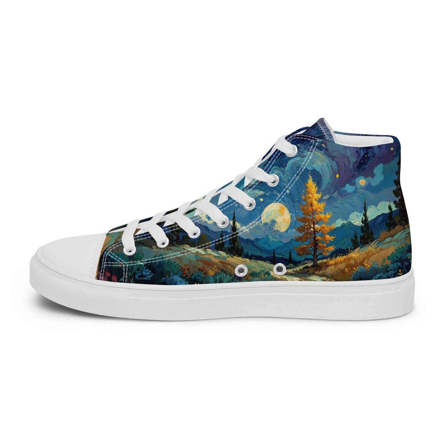 Unisex high top canvas shoes - Lanscape painting