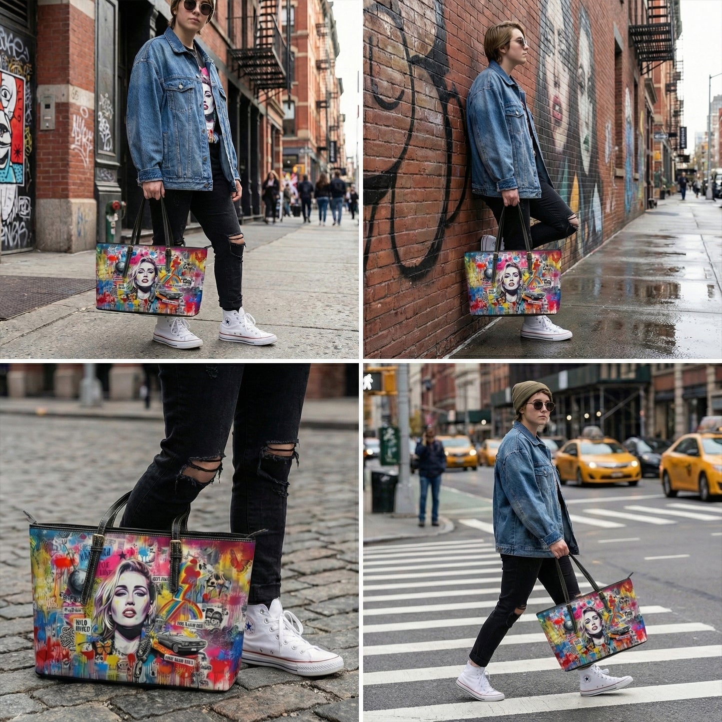 Graffiti Shoulder Bag - Miley Cyrus Portrait