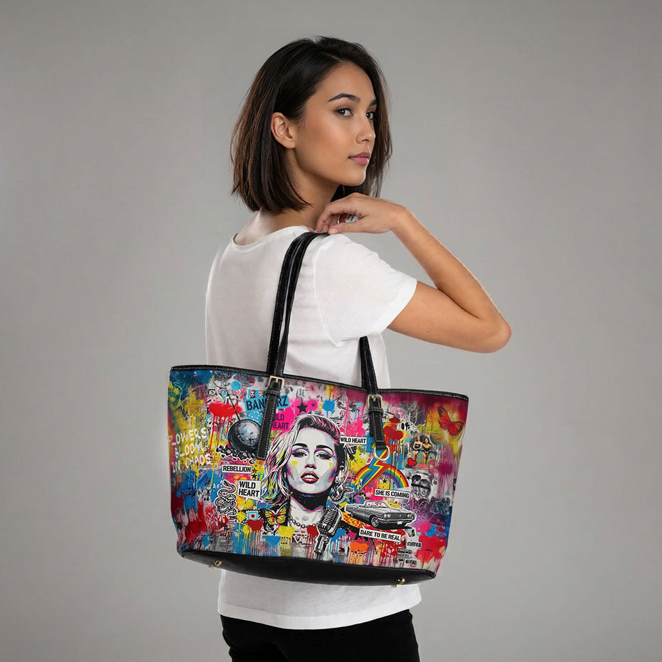 Graffiti Shoulder Bag - Miley Cyrus Portrait