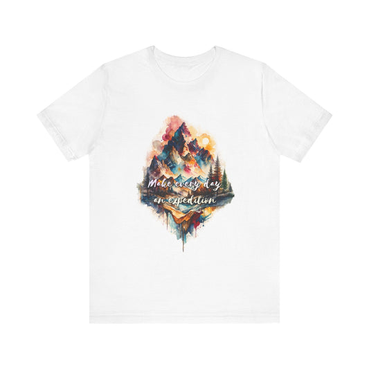 Mountain Landscape T-Shirt - Make Everyday an Expedition - White / XS - T-Shirt