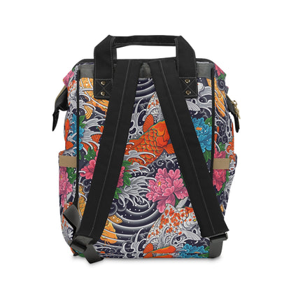 Multifunctional Backpack - Colorful Koi Fish Pattern - 15.0’’ × 10.8’’ × 6.7’’ - Bags