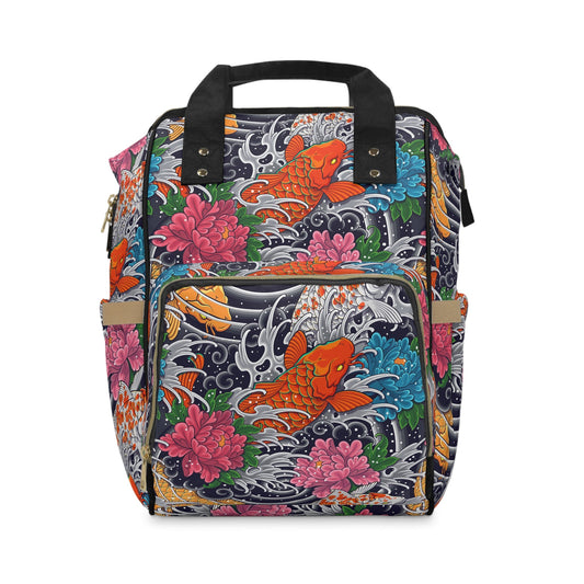 Multifunctional Backpack - Colorful Koi Fish Pattern - 15.0’’ × 10.8’’ × 6.7’’ - Bags