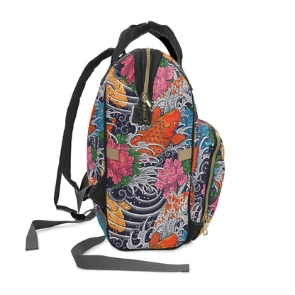 Multifunctional Backpack - Colorful Koi Fish Pattern - 15.0’’ × 10.8’’ × 6.7’’ - Bags