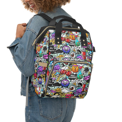 Multifunctional Backpack - Funky Graffiti Pattern - 15.0’’ × 10.8’’ × 6.7’’ - Bags