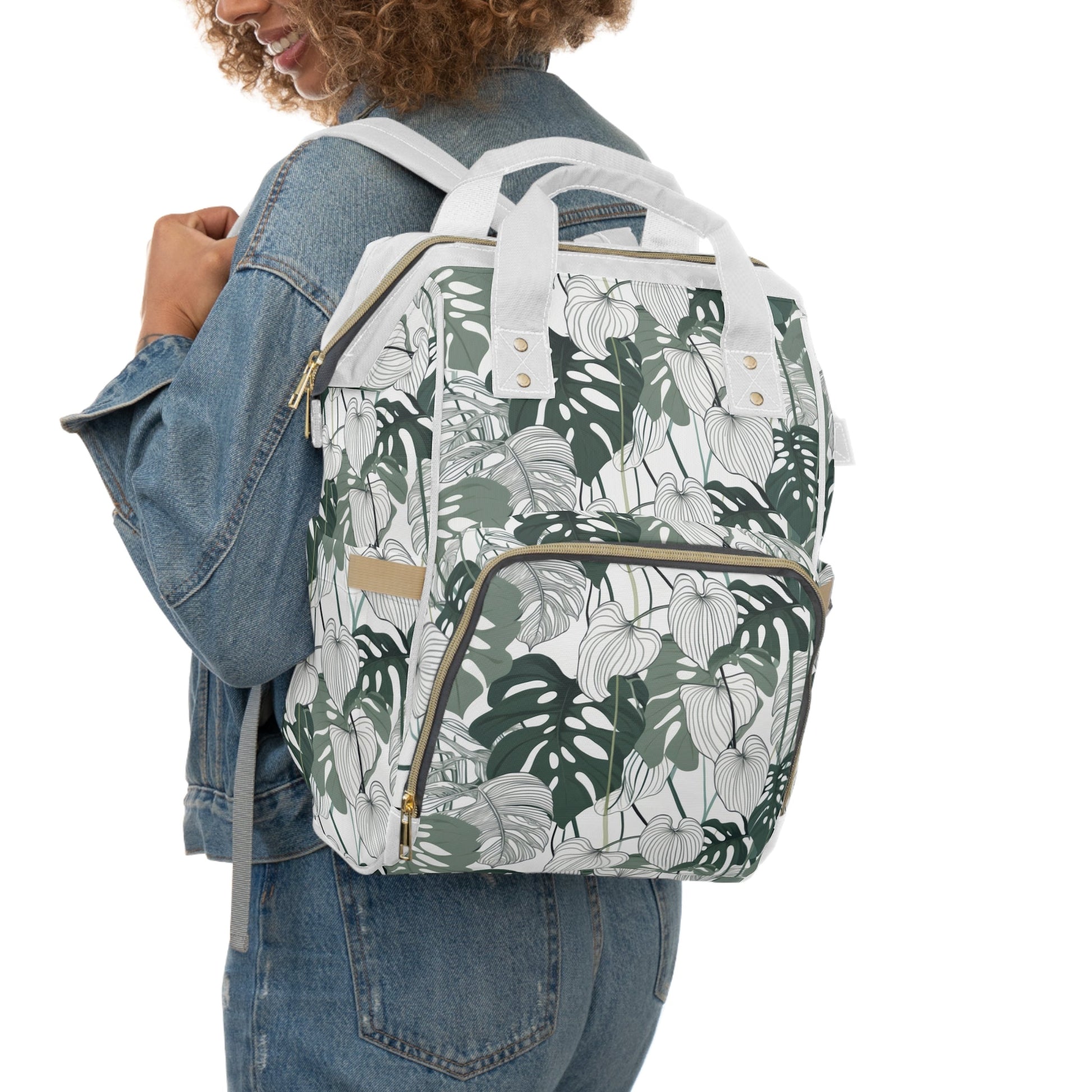 Multifunctional Backpack - Tropical Leaves pattern - 15.0’’ × 10.8’’ × 6.7’’ - Bags