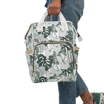 Multifunctional Backpack - Tropical Leaves pattern - 15.0’’ × 10.8’’ × 6.7’’ - Bags
