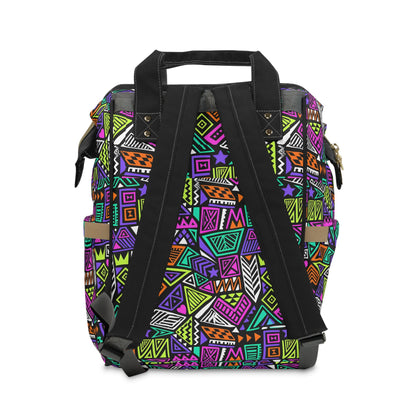 Multifunctional Backpack with Abstract Geometric Pattern - 15.0’’ × 10.8’’ × 6.7’’ - Bags