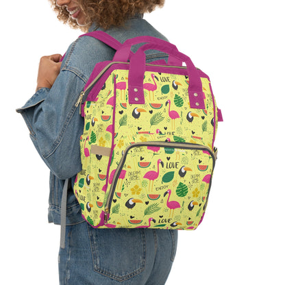 Multifunctional Backpack with Cute Flamenco Pattern - 15.0’’ × 10.8’’ × 6.7’’ - Bags