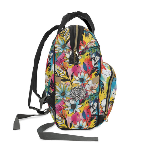 Multufunctional Backpack - Colorful Abstract Floral Pattern - 15.0’’ × 10.8’’ × 6.7’’ - Bags