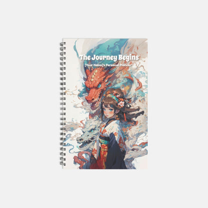 Personalized Hardcover Spiral Undated Planner - ’The Journey Begins’ - 5.5x8.5 - planner