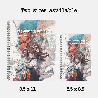 Personalized Hardcover Spiral Undated Planner - ’The Journey Begins’ - planner