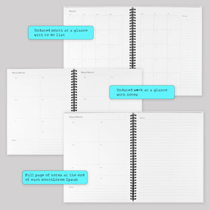 Personalized Hardcover Spiral Undated Planner - ’The Journey Begins’ - planner
