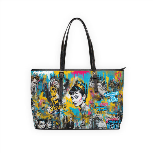 PU Leather Shoulder Bag - Audrey Hepburn - 17’’ x 11’’ / Black - Bags