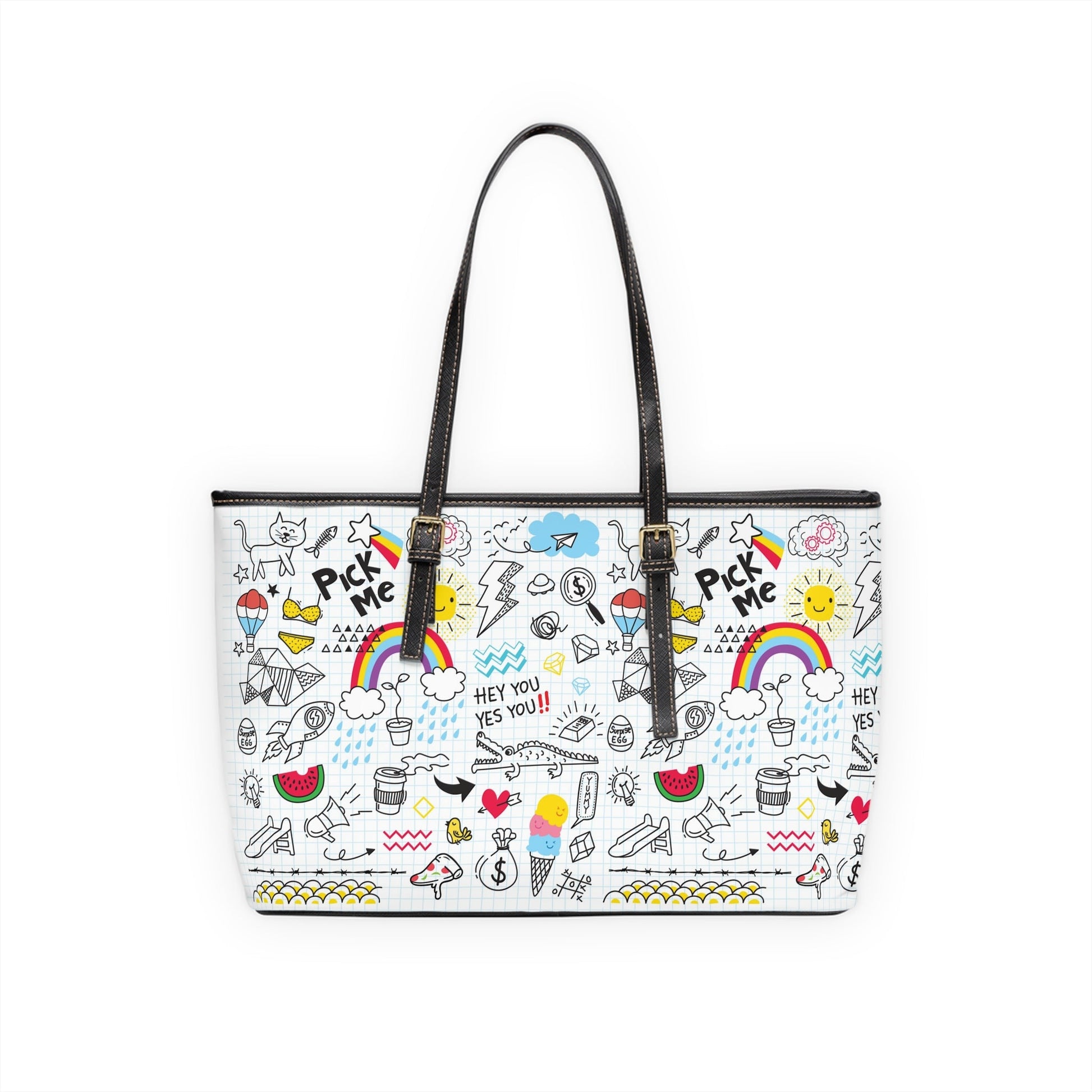 PU Leather Shoulder Bag - Doodles - Bags