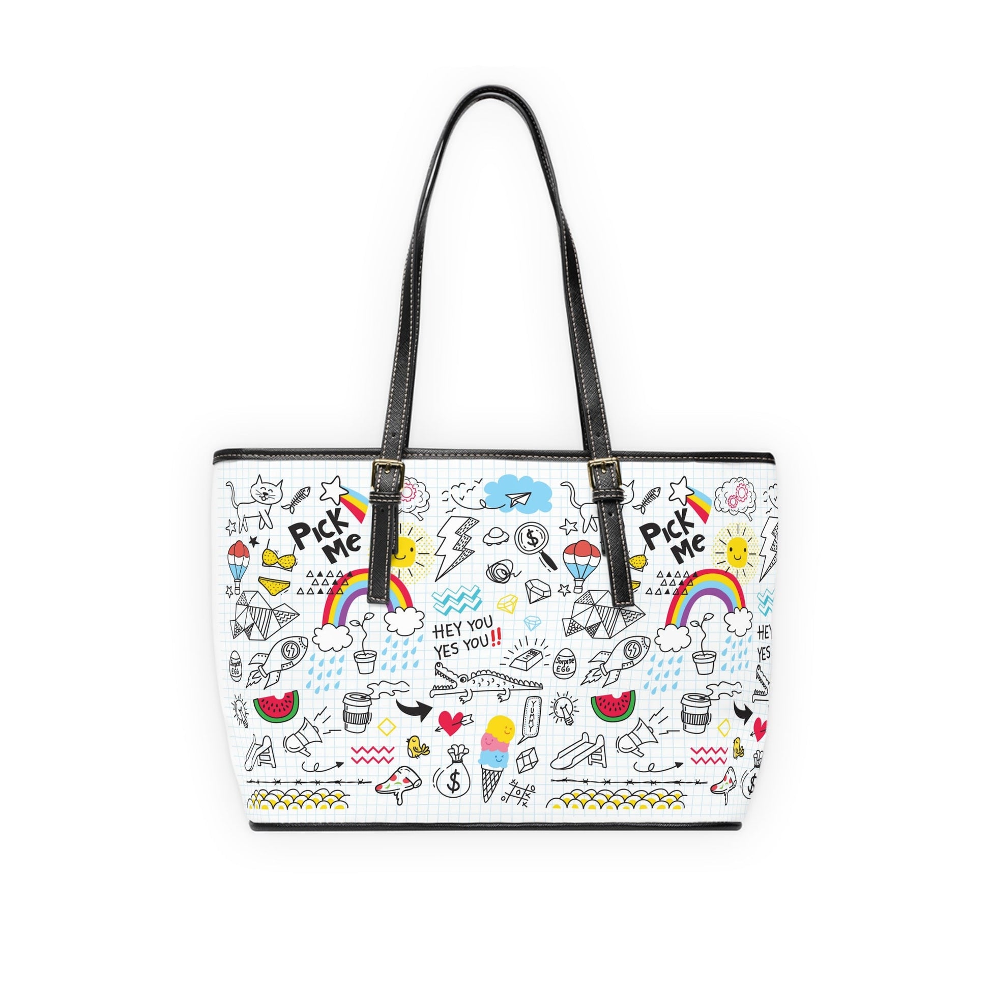 PU Leather Shoulder Bag - Doodles - Bags