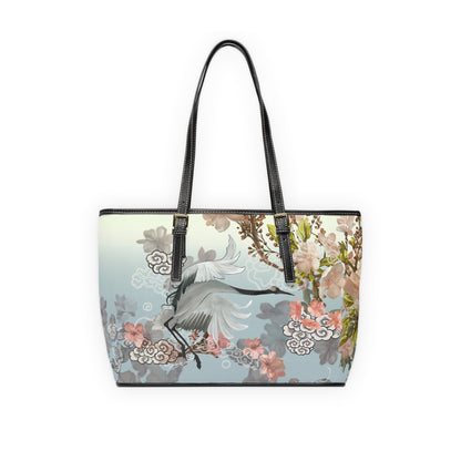PU Leather Shoulder Bag - Elegant Cranes and Blossoms - Bags