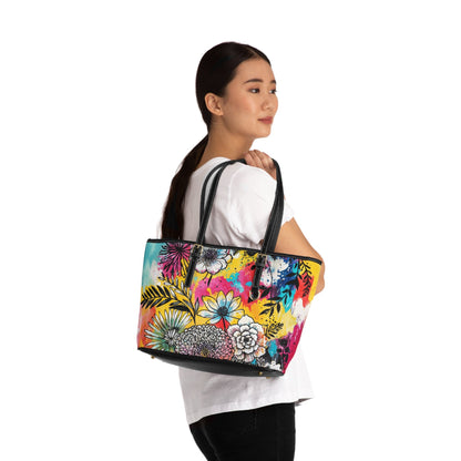 PU Leather Shoulder Bag- Flowers - Bags