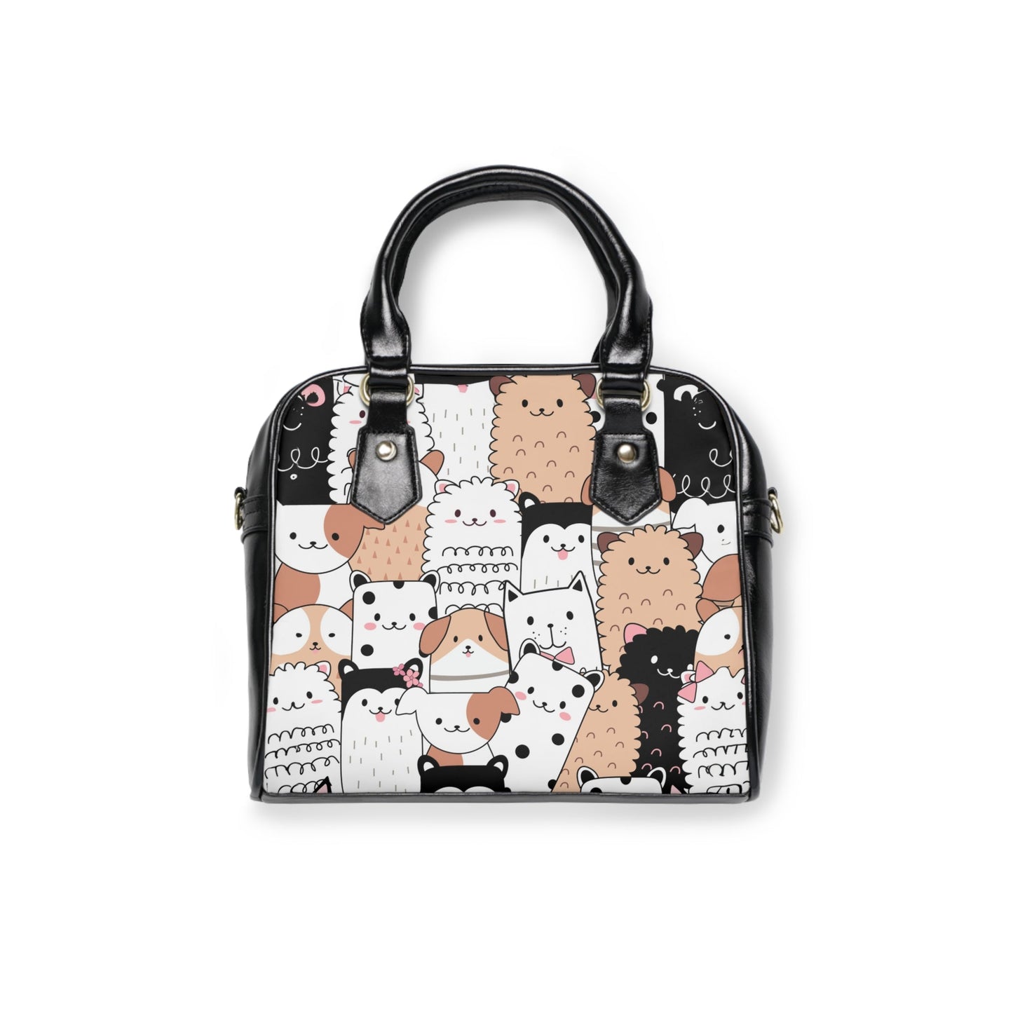 Shoulder Handbag - Cats and Dogs - 9.45’’ x 8.27’’ / Black - Bags