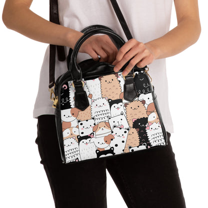 Shoulder Handbag - Cats and Dogs - 9.45’’ x 8.27’’ / Black - Bags