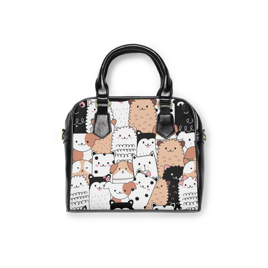 Shoulder Handbag - Cats and Dogs - 9.45’’ x 8.27’’ / Black - Bags