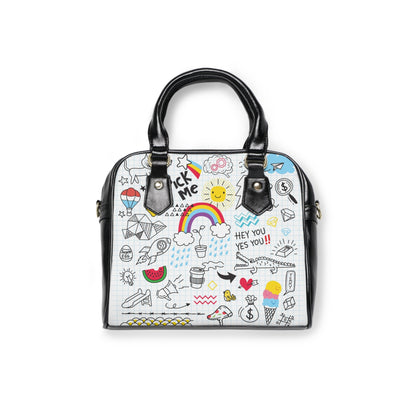 Shoulder Handbag - Doodles - 9.45’’ x 8.27’’ / Black - Bags