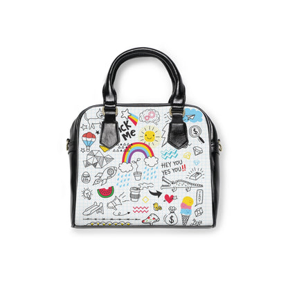 Shoulder Handbag - Doodles - 9.45’’ x 8.27’’ / Black - Bags
