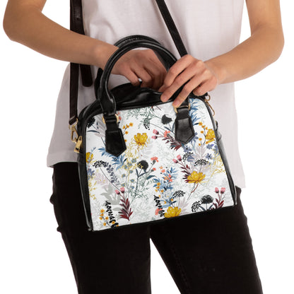 Shoulder Handbag- Field Flowers - 9.45’’ x 8.27’’ / Black - Bags