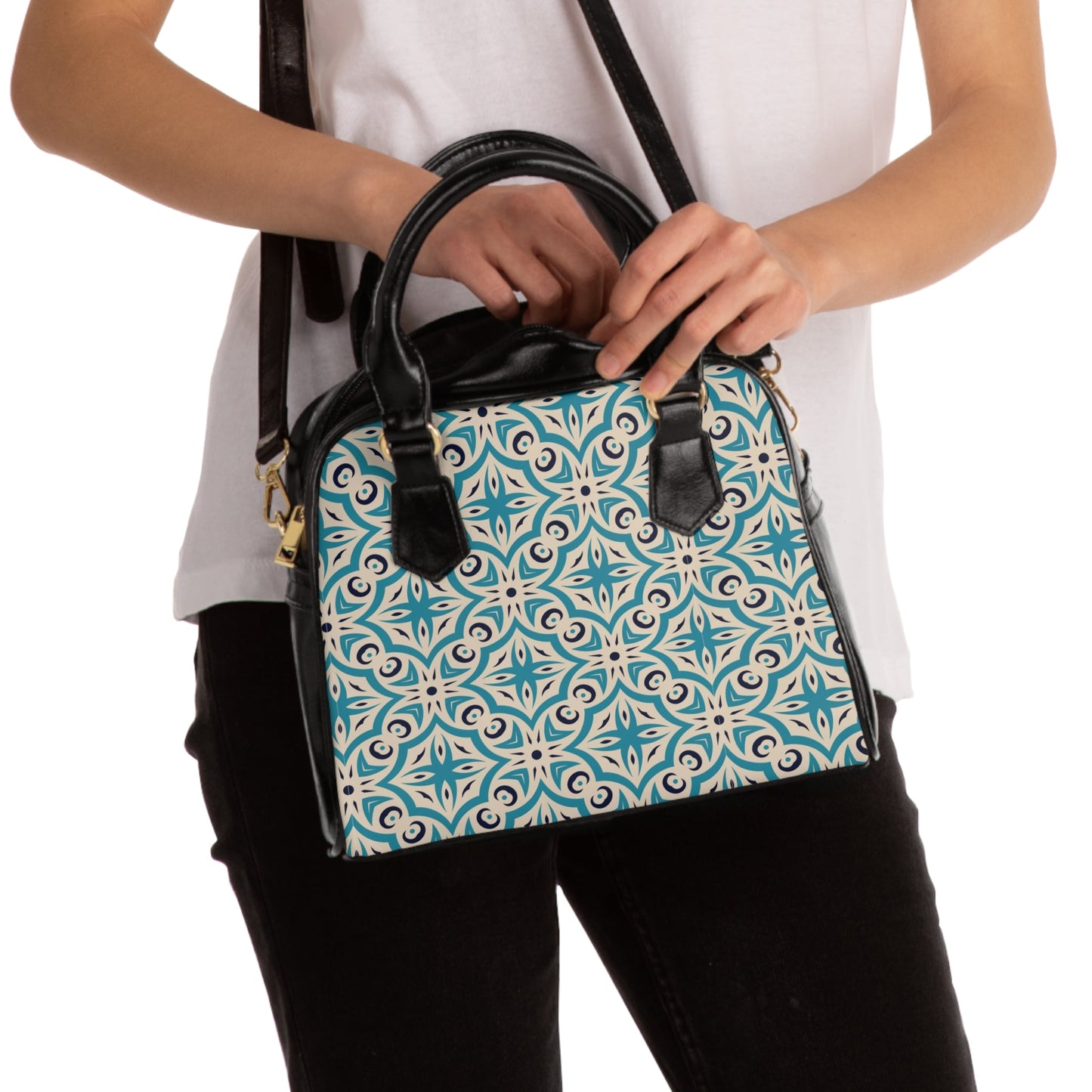 Shoulder Handbag - Vintage Elegance - 9.45’’ x 8.27’’ / Black - Bags