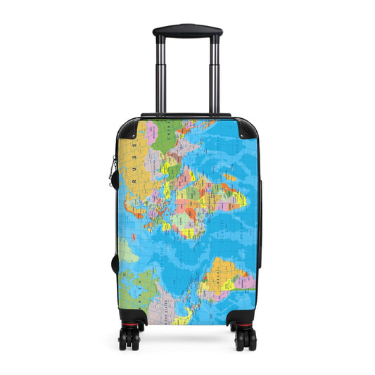 Suitcase Travel World Map Detailed Political Map Design - Small / Black - Bags