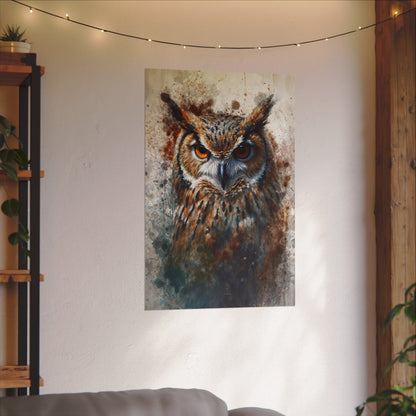 Textured Watercolor Matte Posters - Watercolor Owl Illustration - 24’’ x 36’’ (Vertical) - Poster