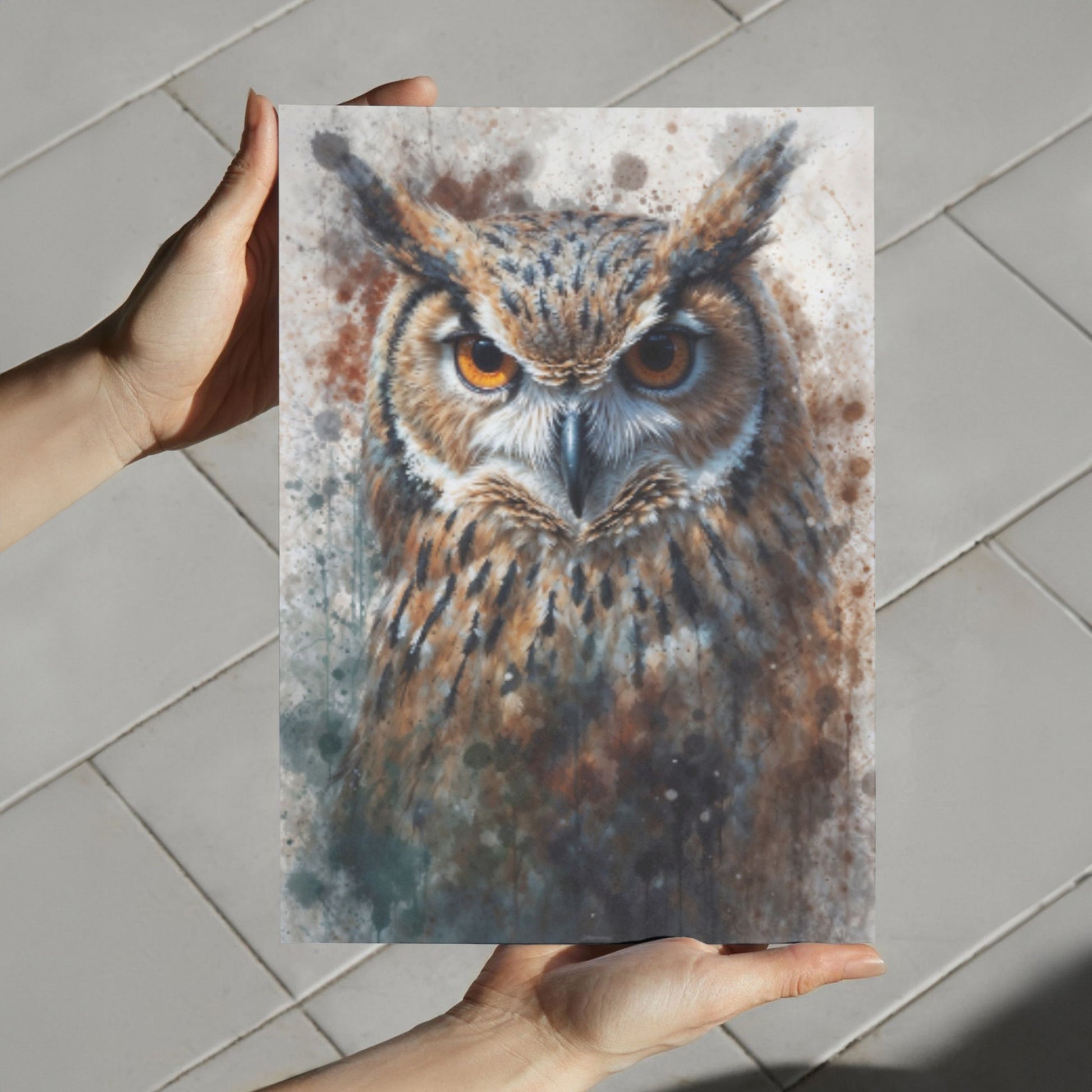 Textured Watercolor Matte Posters - Watercolor Owl Illustration - Poster
