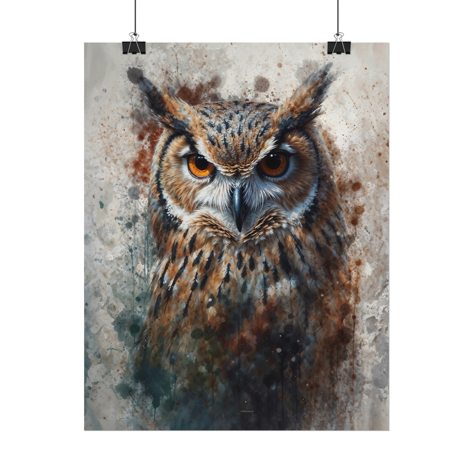 Textured Watercolor Matte Posters - Watercolor Owl Illustration - Poster