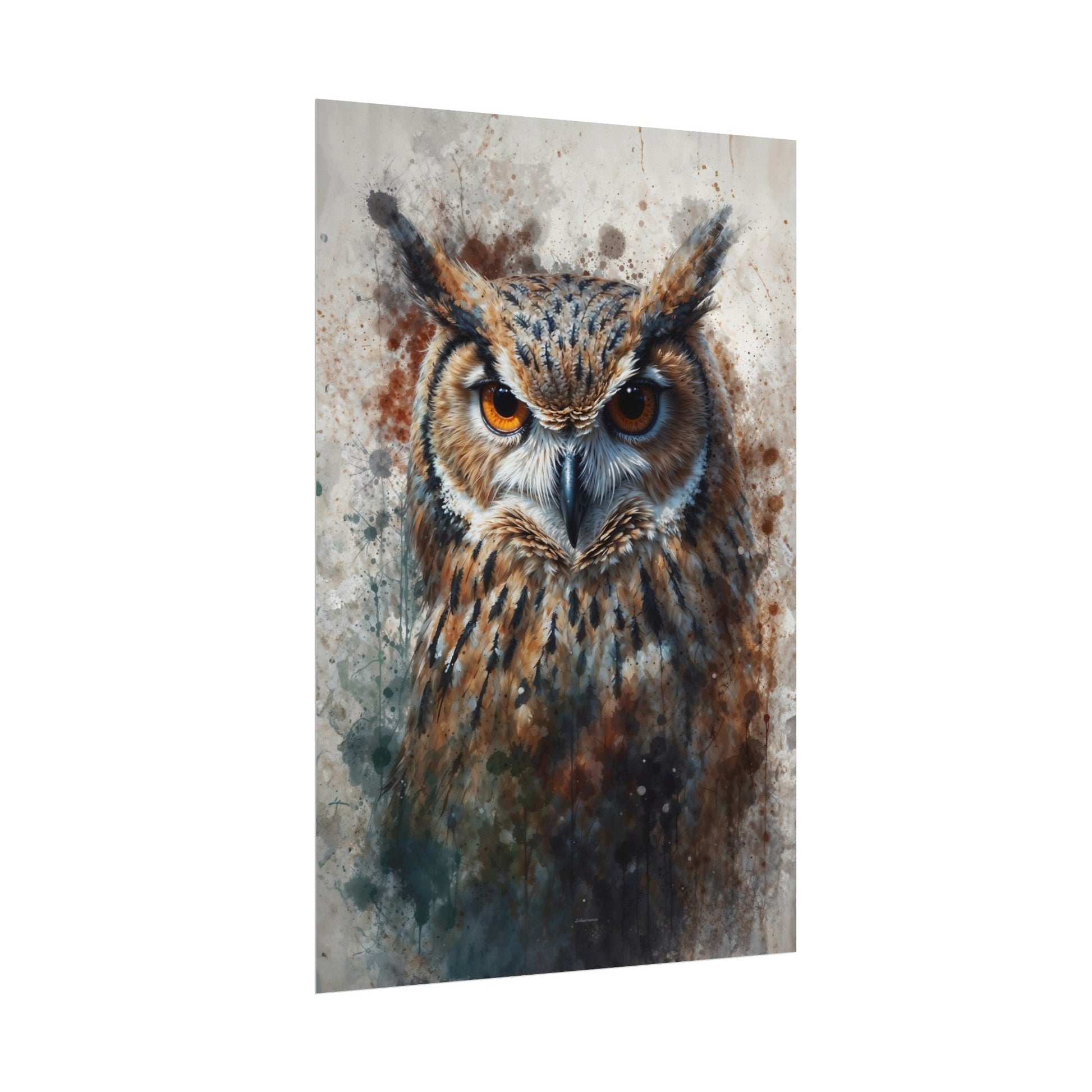 Textured Watercolor Matte Posters - Watercolor Owl Illustration - Poster