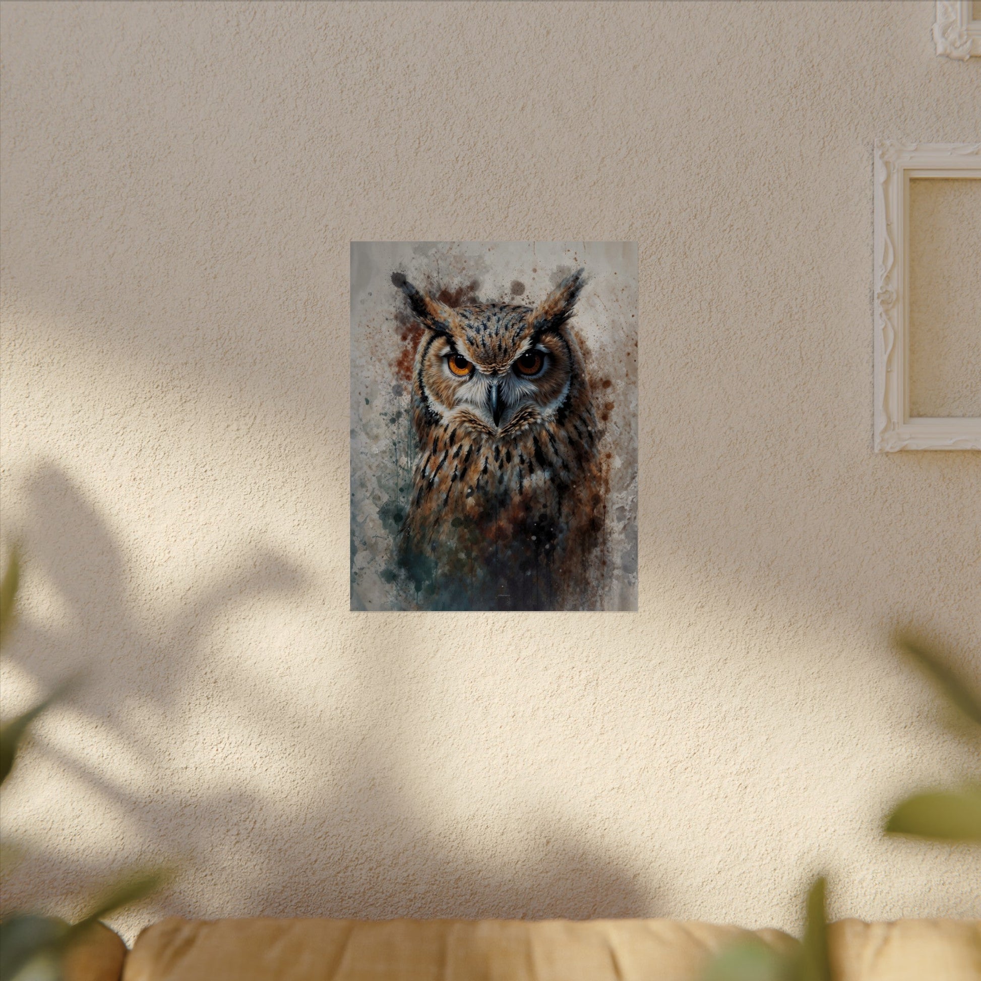 Textured Watercolor Matte Posters - Watercolor Owl Illustration - Poster