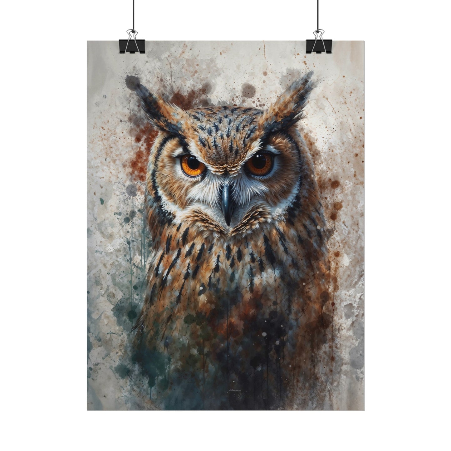 Textured Watercolor Matte Posters - Watercolor Owl Illustration - Poster