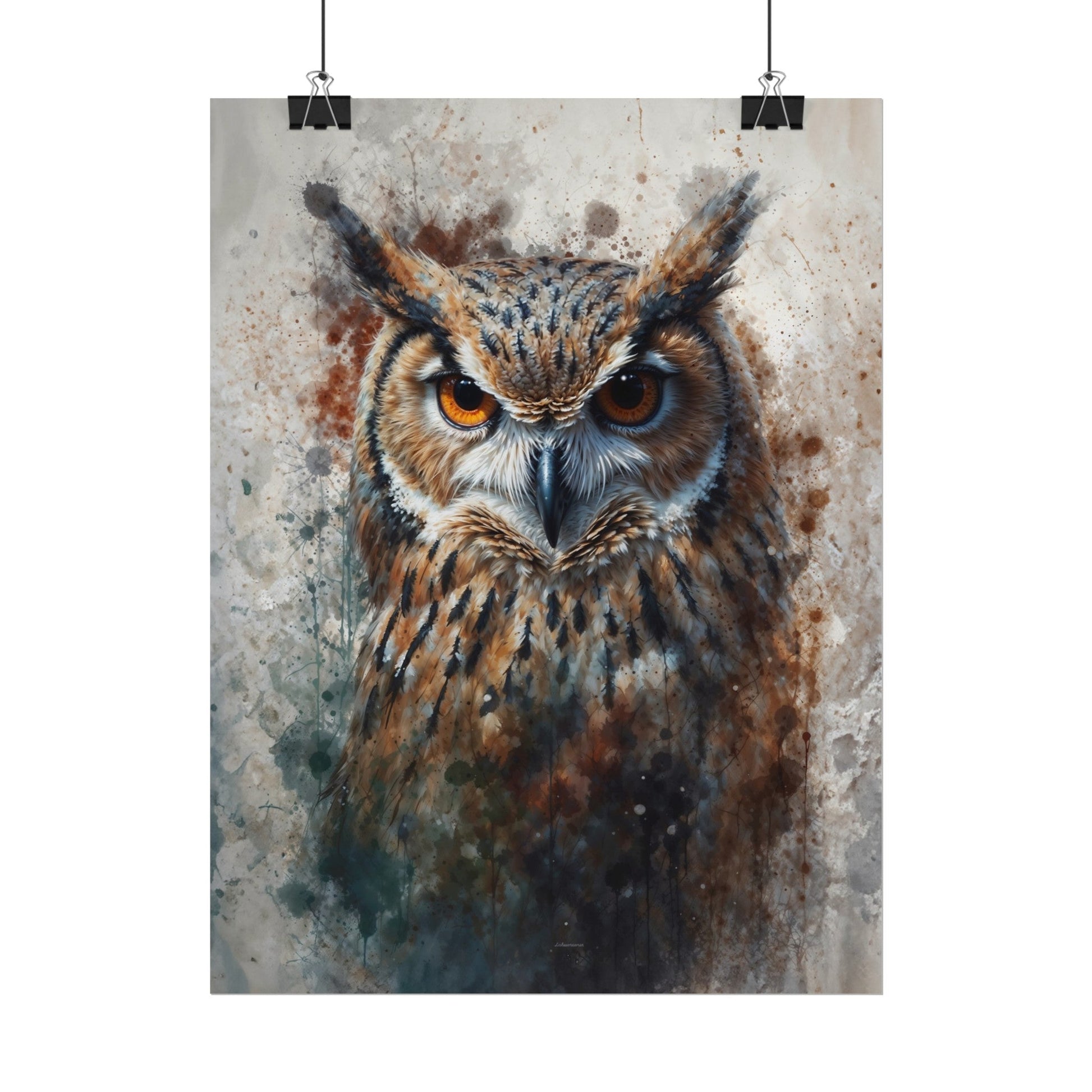 Textured Watercolor Matte Posters - Watercolor Owl Illustration - Poster