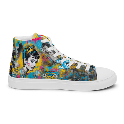 Unisex high top canvas shoes- Audrey Hepburn - Shoes