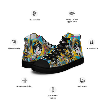 Unisex high top canvas shoes- Audrey Hepburn - Shoes